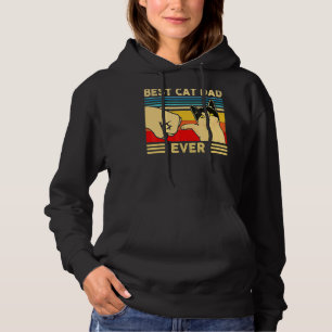 Pull À Capuche Vintage Meilleur Chat Papa Jamais Fist Bump Chat P