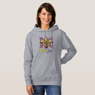 Pull À Capuche Violet jaune vert Mardi Gras fleur de lis
