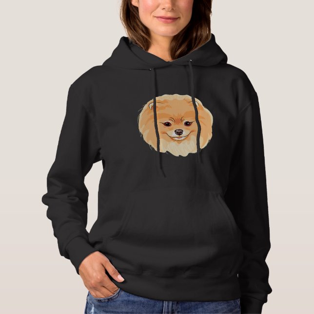 Pull À Capuche Visage Poméranien mignon (Devant)
