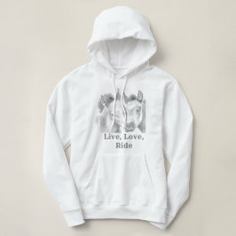 Pull À Capuche Vivre, Amour, Cheval De Ride