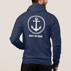 Pull À Capuche Votre nom ou votre bateau Ancre marine Bleu bleu m