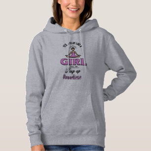 Pull À Capuche Yoga Personnalisé Jouer comme une fille Drôle Insp