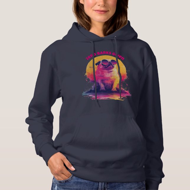 Pull À Capuche Zero Barks Given | Funny Retro Pug Women Hoodie (Devant)