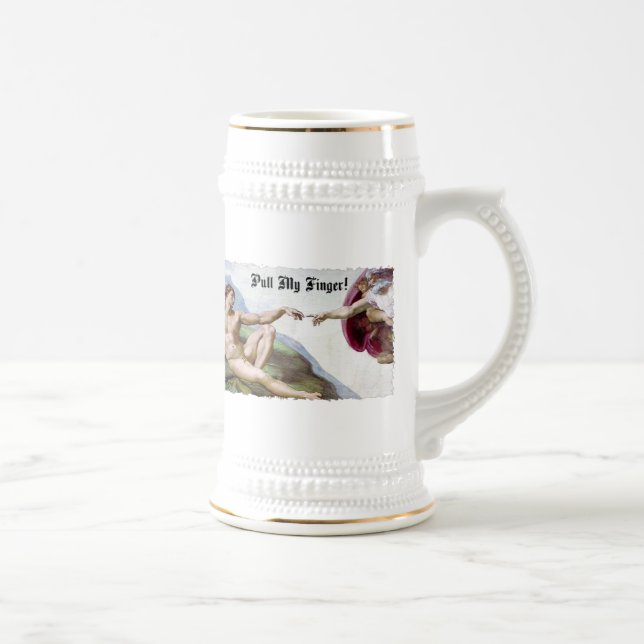 Pull My Finger - Michelangelo Creation Furz Spaß Bierglas (Rechts)