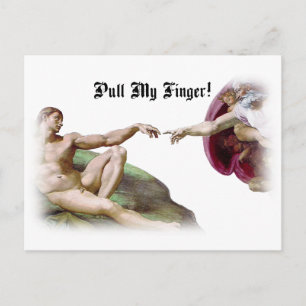 Pull My Finger - Michelangelo Creation Furz Spaß Postkarte