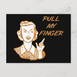 Pull My Finger Retro Hausfrau Orange Postkarte