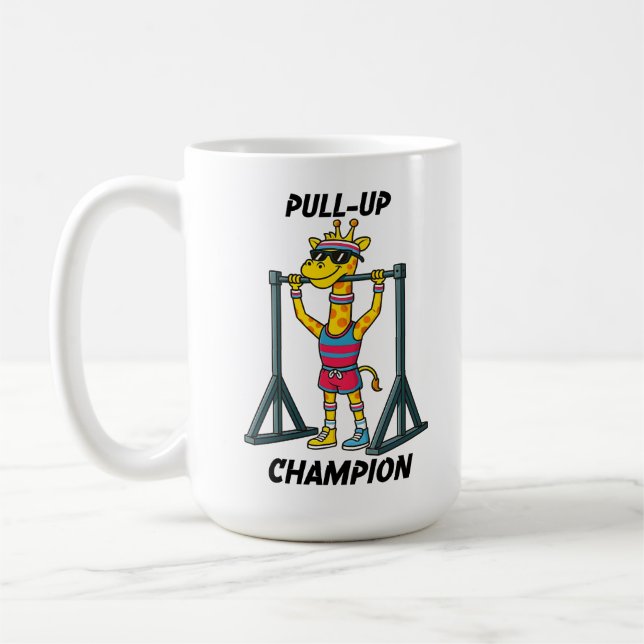 Pull-Up-Champion – Lustiges Giraffen-Workout-Desig Kaffeetasse (Links)