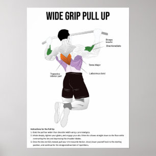 Pull-Up - Übung - Diagramm der Muskelanatomie Poster