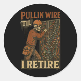 Pullin Wire Til I Rereifen Skelett Retro Electrici Runder Aufkleber