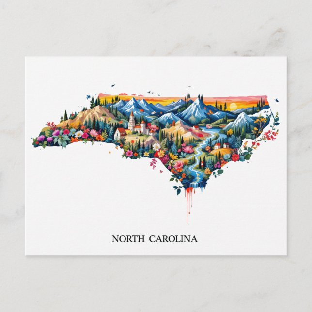Pullman North Carolina Landschaft Karte | Colorfu (Vorderseite)