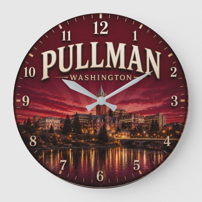 Pullman Washington College Town  Große Wanduhr (Vorderseite)