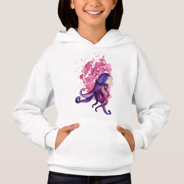 Pullover à capuche pour fille - Pieuvre (Devant)