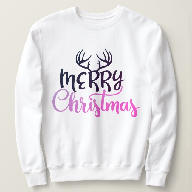 Pullover à cornes « Joyeux Noël » pour femmes (Design devant)