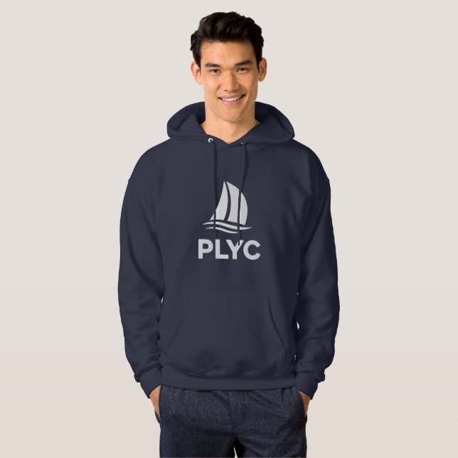 Pullover Bleu Marine avec Logo PLYC Blanc (Devant entier)