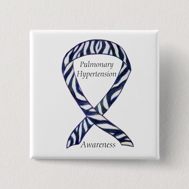 Pulmonale Hypertonie Sensibilisierung Ribbon Zebra Button (Vorderseite)