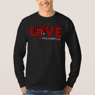 Pulmonale Krankenschwester Kariert Rote Liebe Herz T-Shirt