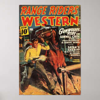 Pulp Cover Western Range Riders Pullkunst Poster
