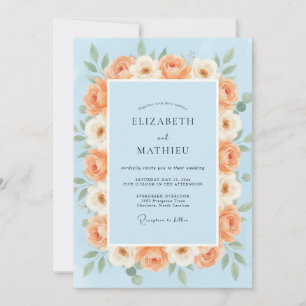 Pulver Apricot-Rosen-Hochzeit Einladung