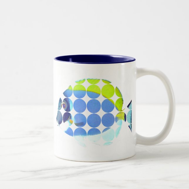 Pulver-Blau-Geruch-große Punkt-Foto-Tasse Zweifarbige Tasse (Rechts)