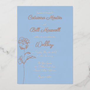 Pulver Blau und Rose Gold Foil Einladung zur Hochz