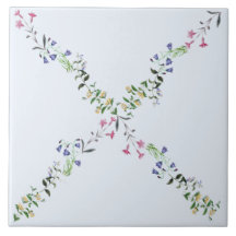 Pulver-Blau-Wildblume-Gitter-Fliese 6x6