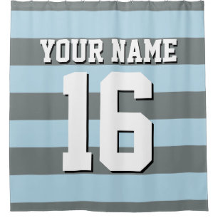 Pulver Blue Charcoal Sports Jersey Preppy Strip Duschvorhang