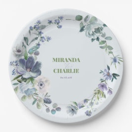 Pulver Blue Wedding Paper Plate Pappteller