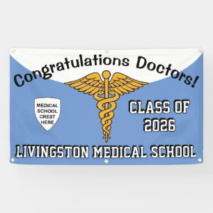 Pulver Blue/White Caduceus Med School Abschluss Banner