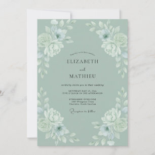 Pulver-Celadon-Pfingstrosen-Hochzeit Einladung