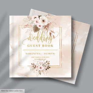 Pulver Pink Sage and Gold Fall Bouquet Wedding Gästebuch