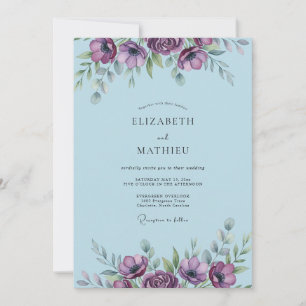 Pulver-Schieferblaue Anemone Hochzeit Einladung