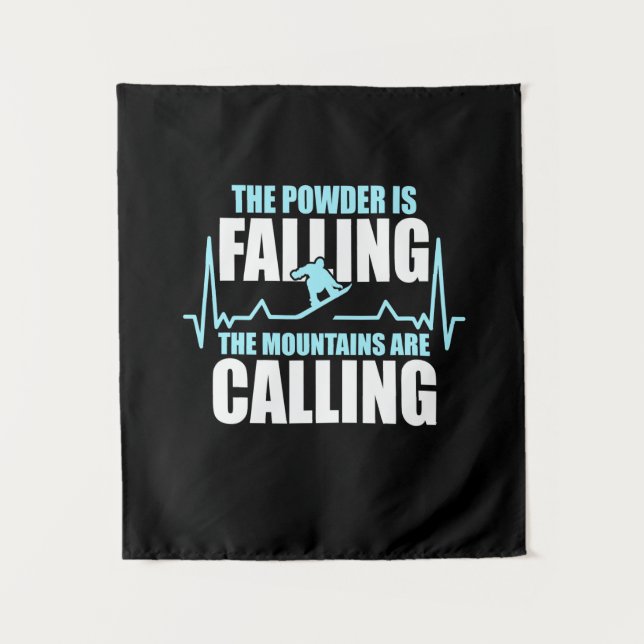 Pulver sinkt Snowboard Wandteppich (Vorderseite)