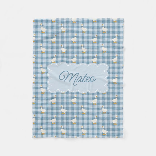 Pulverblau Gingham Gans Büffel Karo Individueller  Fleecedecke (Vorderseite)
