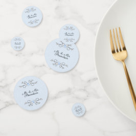 Pulverblau mit Braut- und Würfelnamen Hochzeit Konfetti