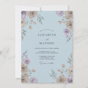 Pulverblaue Bemalte Hochzeit Einladung