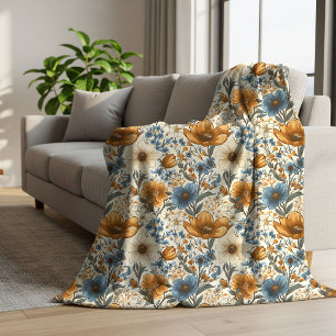 Pulverblaue florale Terrakotta-Boho-Schlafzimmer-W Sherpadecke