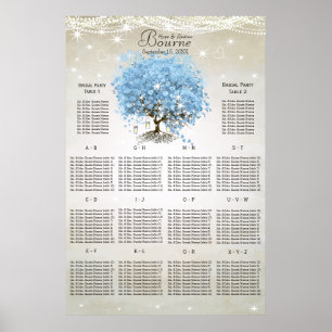 Pulverblaue Herzblatt-Baum-Sitzordnung Poster