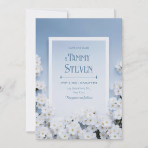 Pulverblaue Kirschblüten-Rand-Hochzeit Einladung