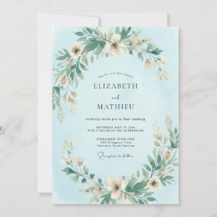 Pulverblaue Kranzhochzeit Einladung