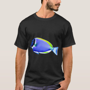 Pulverblauer Tang Salzwasser-Riff-Fisch T-Shirt