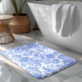 Pulverfarbe Blau und weiße Floral Damast Badematte