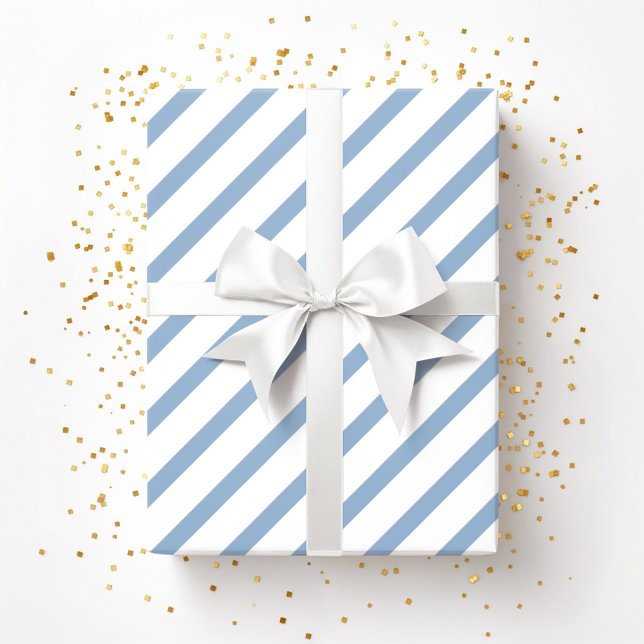 Pulverfarbiges Muster mit weißen Streifen Geschenkpapier (Powder Blue White Stripes Pattern Wrapping Paper)