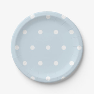 Pulverpapier aus blauem Polka Pappteller