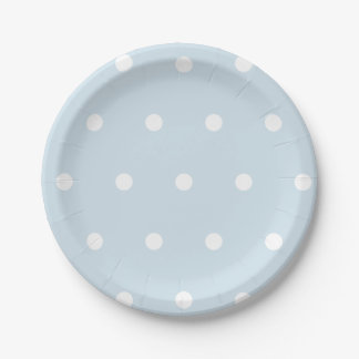 Pulverpapier aus blauem Polka Pappteller