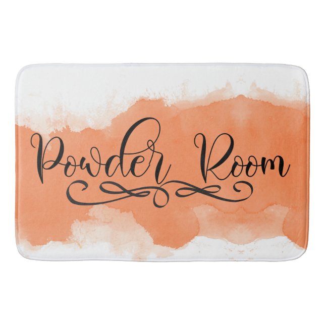 Pulverraum Aquarellpastellfarben Orange Beige Tan Badematte (Vorderseite)