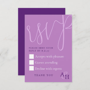 Pum Lila Calligraphy Script Wedding RSVP Card
