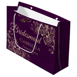 Pum Lila & Gold Spitzenplatz Elegante Große Geschenktüte