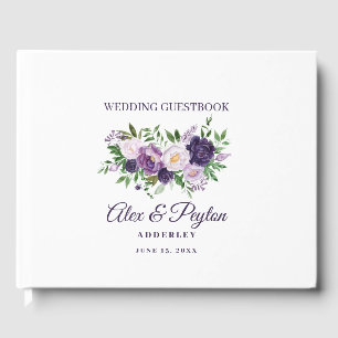 Pum Lila Lavendel Floral White Wedding Gästebuch