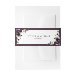 Pum Lila Mauve Floral Water Wedding Einladungsbanderole