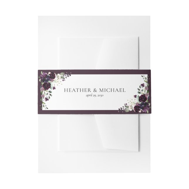 Pum Lila Mauve Floral Water Wedding Einladungsbanderole (Vorderseite Beispiel)